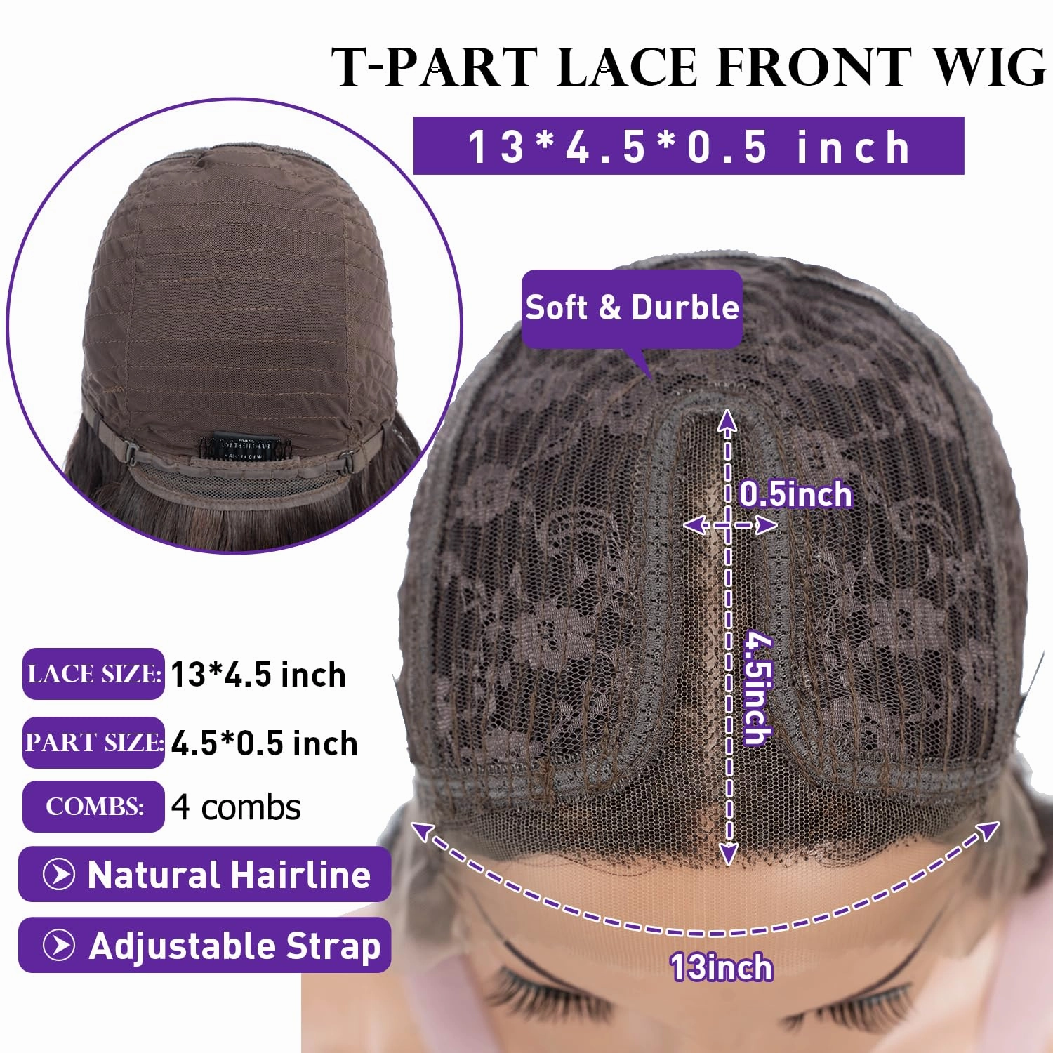 Joedir 30" Long Wavy Lace Front with 1.5"x4.5" Deep Part Lace Wig Heat Resistant Synthetic Wigs For Women 130% Density(Ombre Brown Highlights Color)