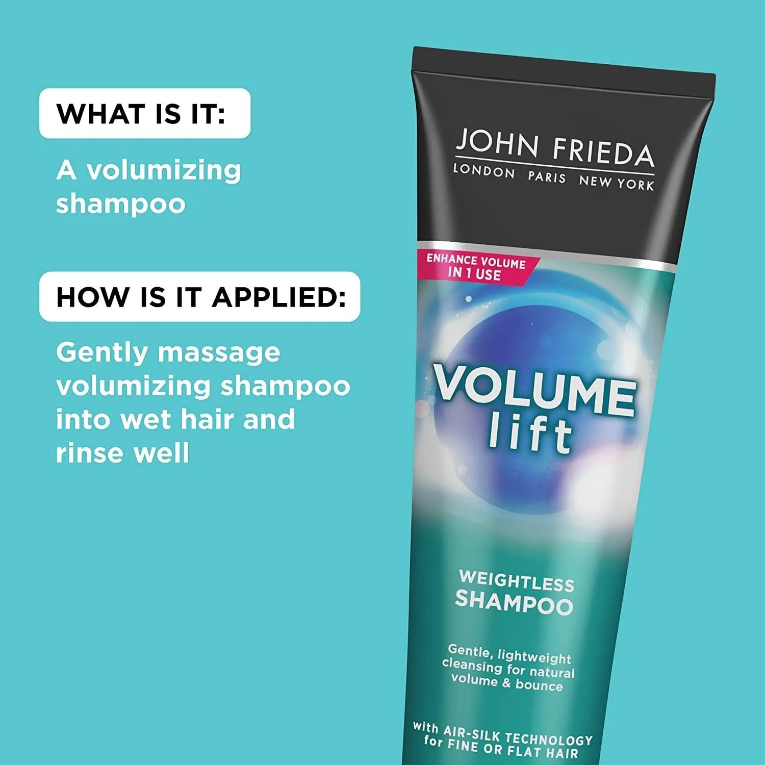 John Frieda Volume Lift Lightweight Shampoo for Natural Fullness, 8.45 Ounces, Safe for Colour-Treated Hair, Volumizing Shampoo for Fine or Flat Hair (Pack of 2)