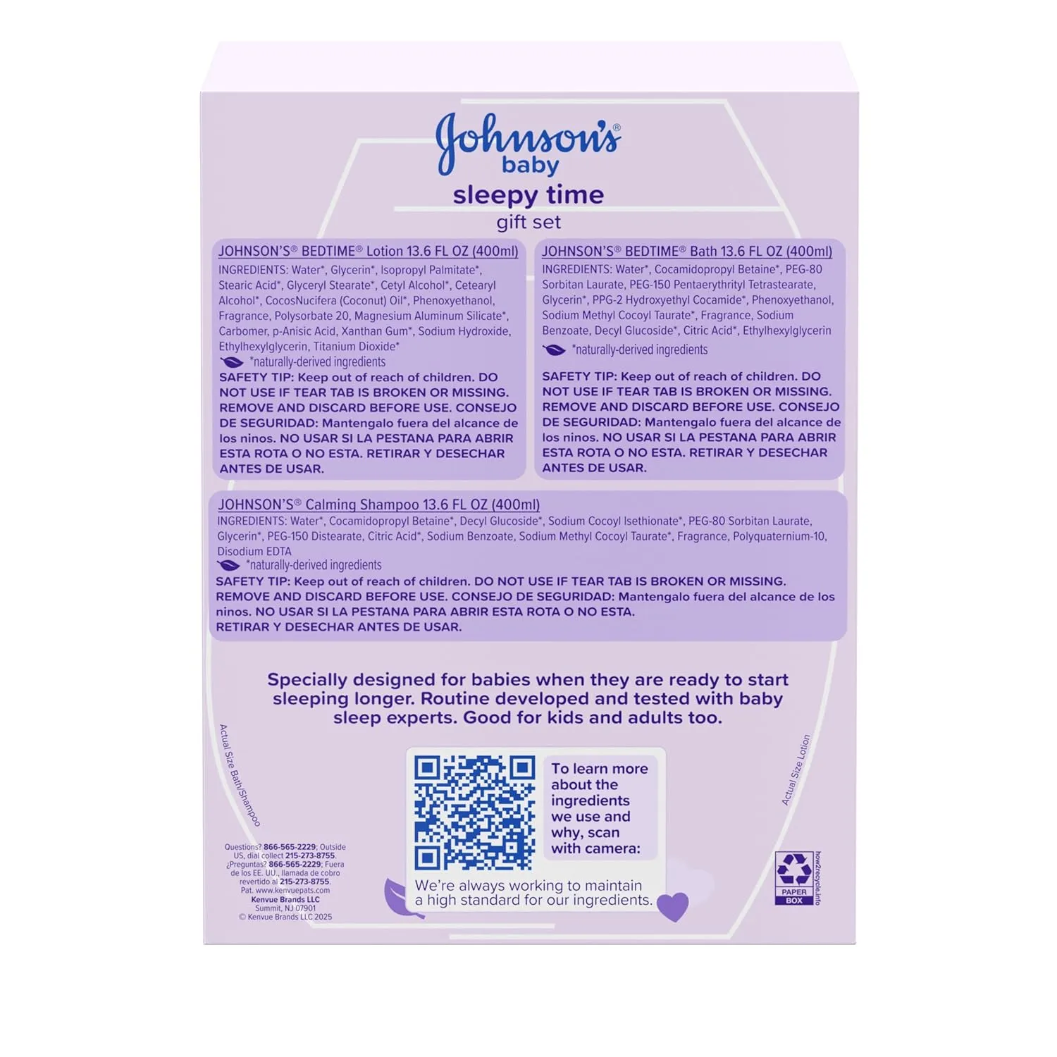 Johnson's Baby Sleepy Time Bedtime Gift Set with Relaxing NaturalCalm Aromas, Bedtime Baby Bath Shampoo, Wash & Lotion, Baby Bedtime Essentials, Hypoallergenic & Paraben-Free, 3 Items