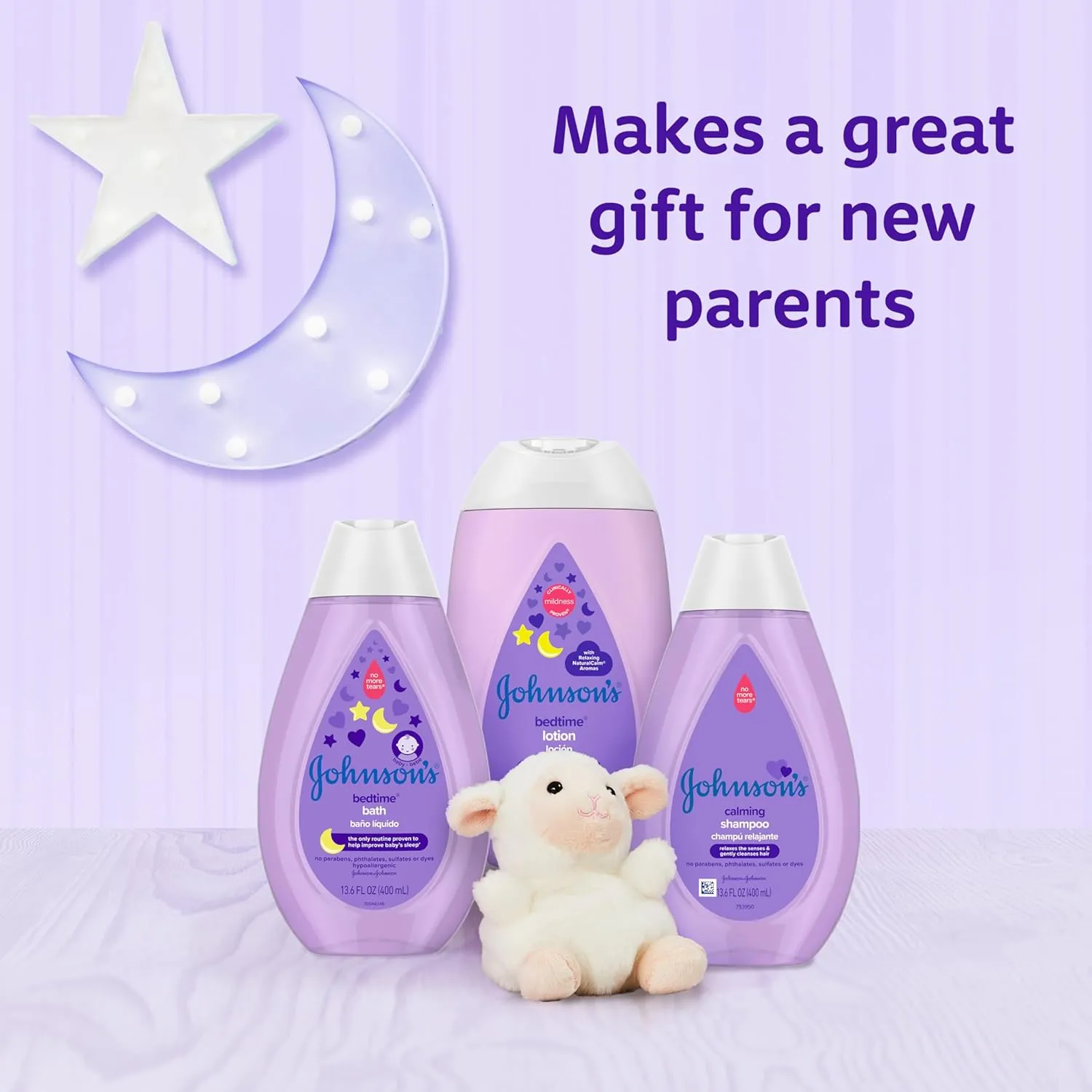 Johnson's Baby Sleepy Time Bedtime Gift Set with Relaxing NaturalCalm Aromas, Bedtime Baby Bath Shampoo, Wash & Lotion, Baby Bedtime Essentials, Hypoallergenic & Paraben-Free, 3 Items