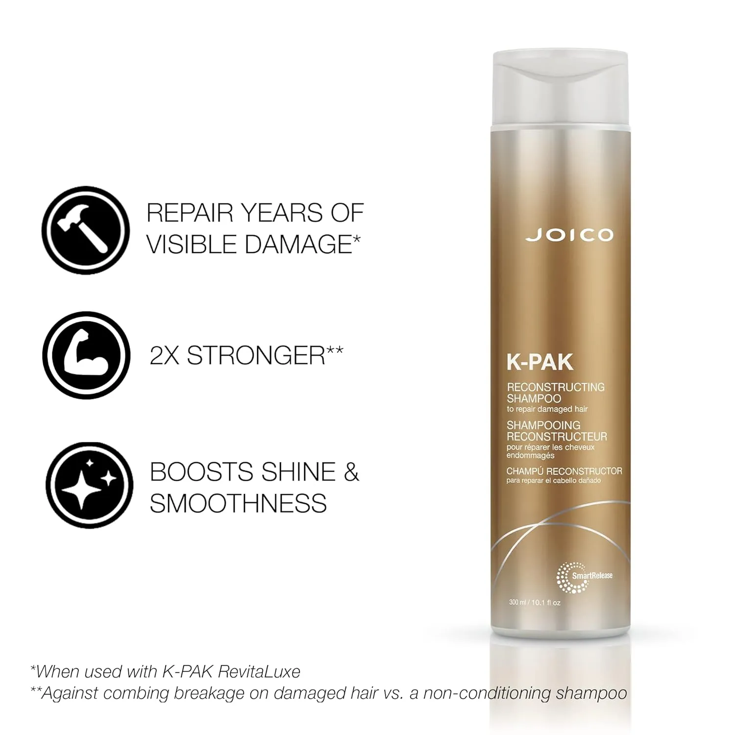 Joico K-PAK Daily Reconstructing Shampoo & Conditioner Set | For Damaged Hair | Repair Damage & Prevent Breakage | Double Hair Strength | Boost Shine | With Keratin & Guajava Fruit Extract