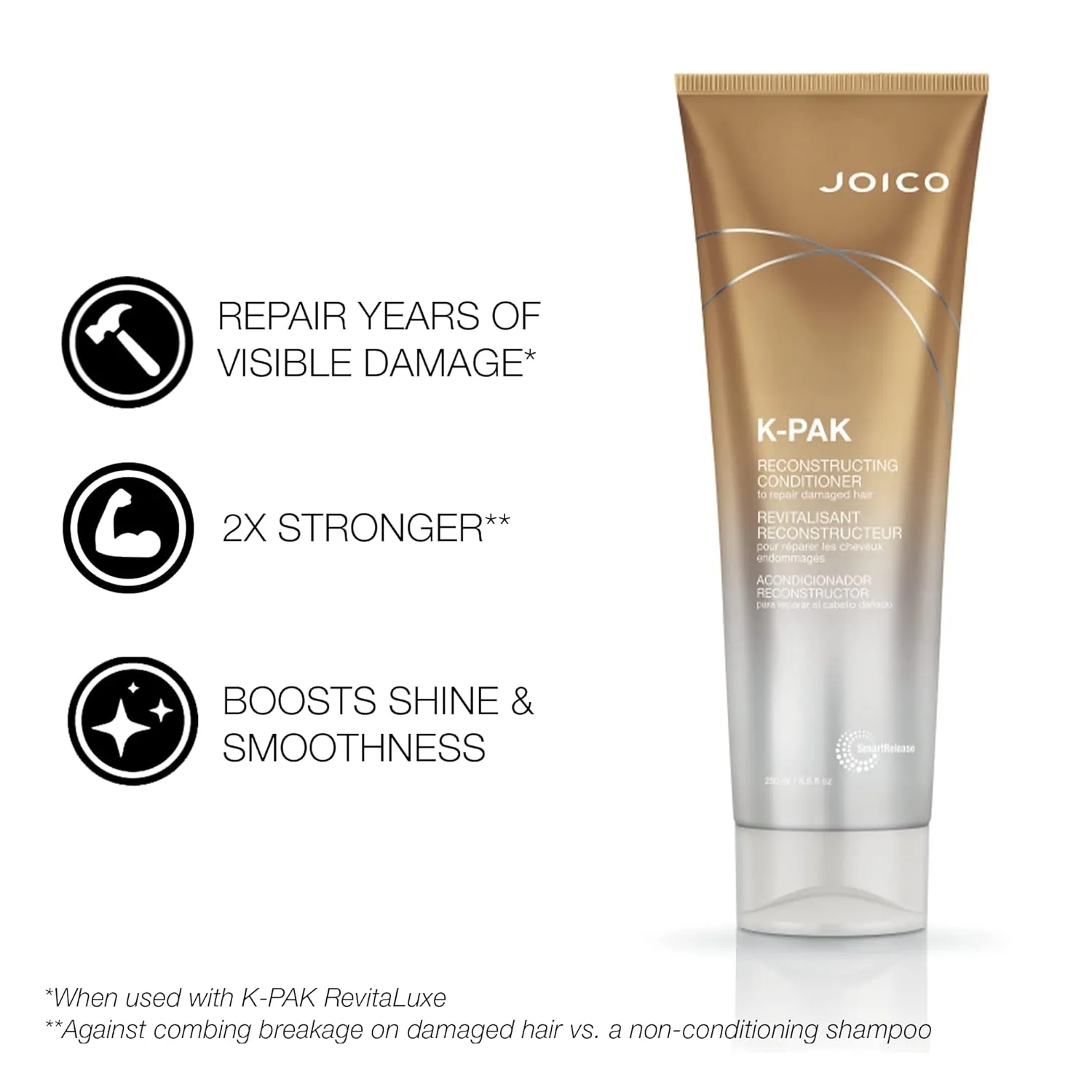 Joico K-PAK Daily Reconstructing Shampoo & Conditioner Set | For Damaged Hair | Repair Damage & Prevent Breakage | Double Hair Strength | Boost Shine | With Keratin & Guajava Fruit Extract