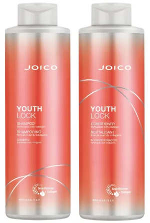 Joico YouthLock Shampoo & Conditioner Set Formulated with Collagen | Youthful Body & Bounce | Reduce Breakage & Frizz | Free of SLS/SLES Sulfates