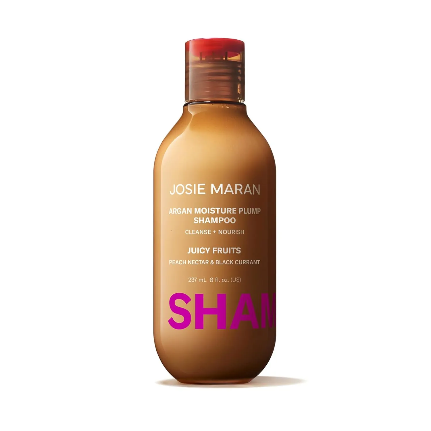 Josie Maran Argan Moisture Plump Hair Shampoo - Hydrating & Volumizing Argan Oil Shampoo - Strengthens, Repairs & Plumps Hair for Body & Shine - Helps Reduce Split Ends - Juicy Fruits (8 Fl Oz)