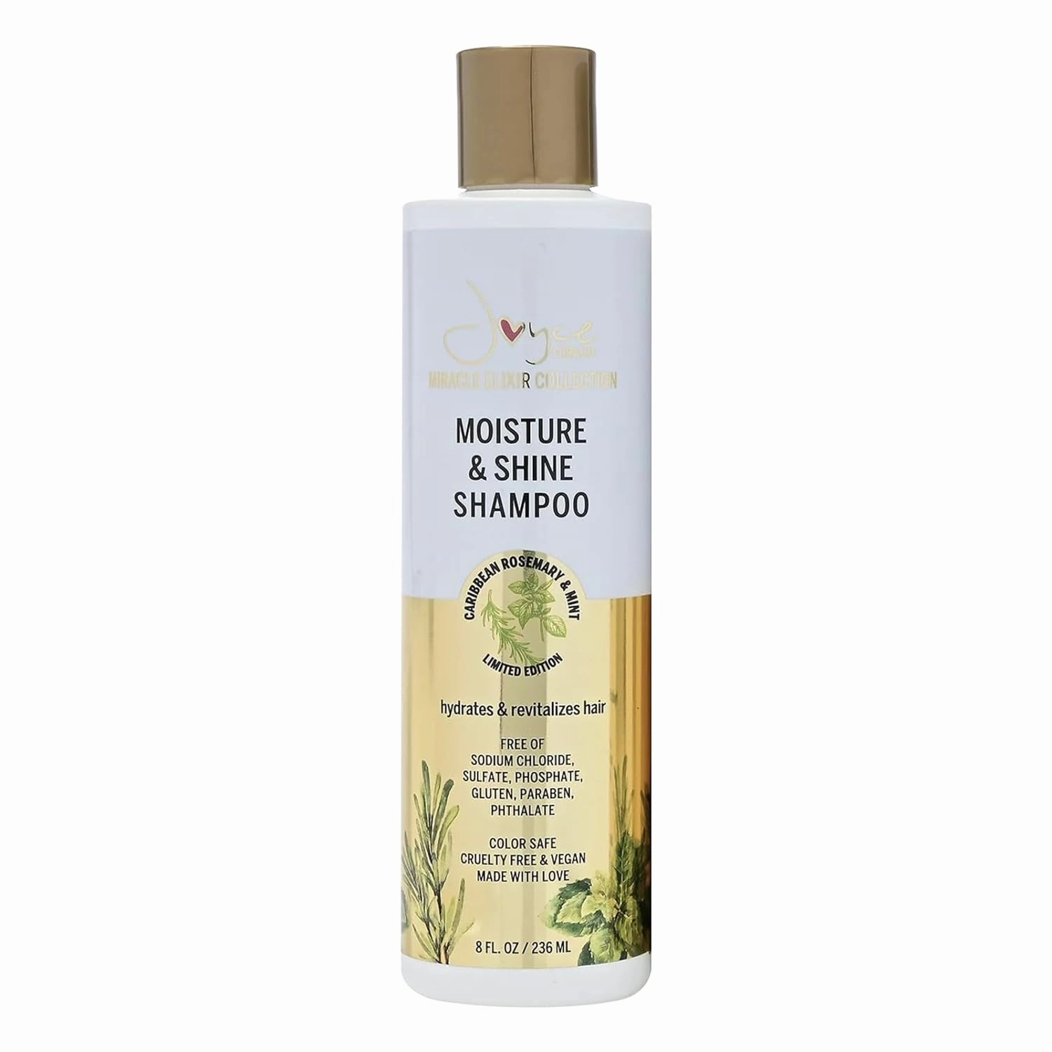 Joyce Giraud Moisture & Shine Shampoo, Caribbean Rosemary Mint, Hydrates & Protects Color, 8 Fl. Oz