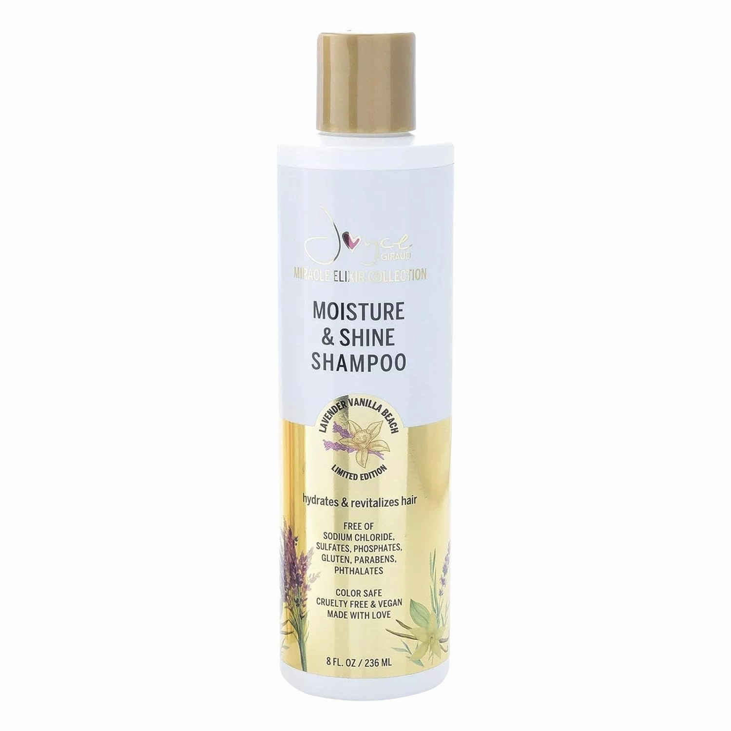 Joyce Giraud Moisture & Shine Shampoo, Lavender Vanilla Beach, Hydrates & Protects Color, 8 Fl. Oz