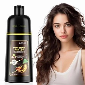 JUANCHI Dark Brown Hair Dye Shampoo for Women Men,Hair Dye Shampoo for Gray Hair(16.9oz,500ml)