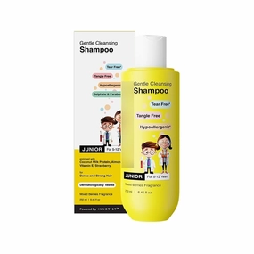 Junior Gentle Cleansing Shampoo For Kids from 5-12 Years | Tear-Free & Hypoallergenic pH 5.5 | Coconut Milk Protein, Almond Oil, Vitamin E & Strawberry | SLS & Paraben Free | Vegan -250ml