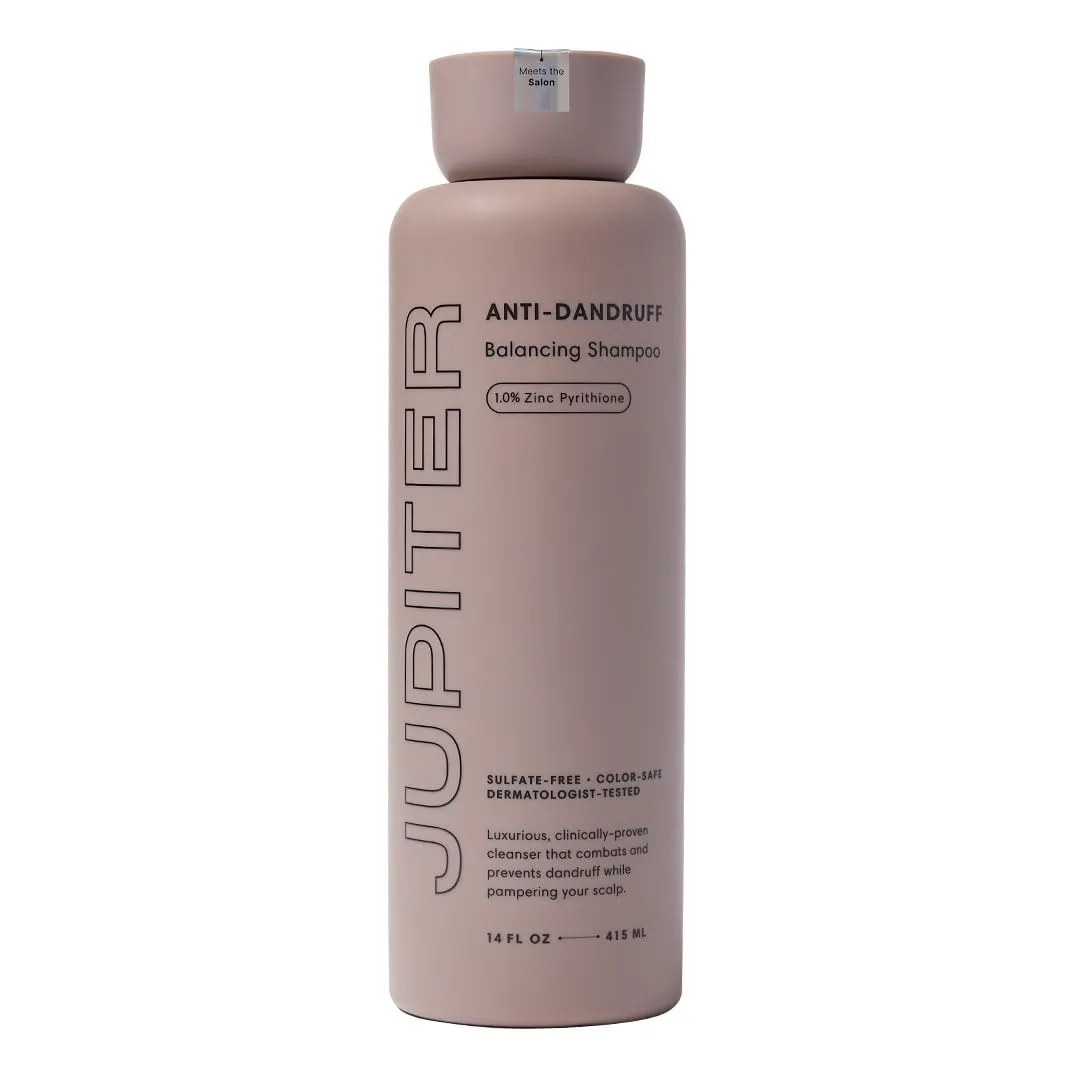 Jupiter Anti Dandruff Shampoo, for Women & Men, Physician-Formulated for Flaky, Itchy, Oily, Dry Scalp, Vegan, Sulfate-Free, Color-Safe, & Paraben-Free, Anti-Dandruff Shampoo with Zinc, 14 fl oz