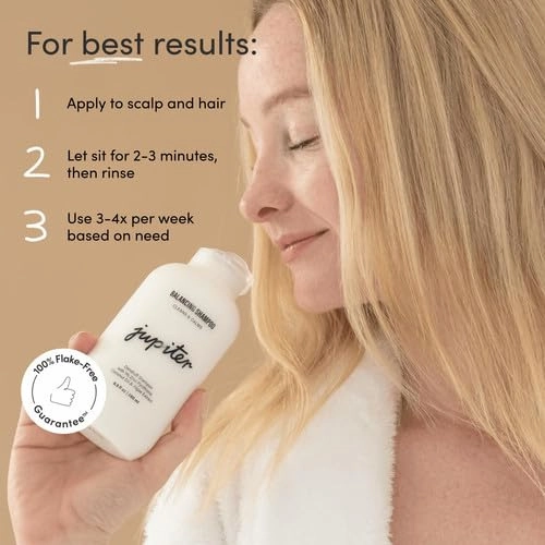 Jupiter Anti Dandruff Shampoo For Women & Men - Physician-Formulated For Flaky, Itchy, Oily, Dry Scalp - Vegan & Color Safe, Anti-Dandruff - 9.5 fl oz