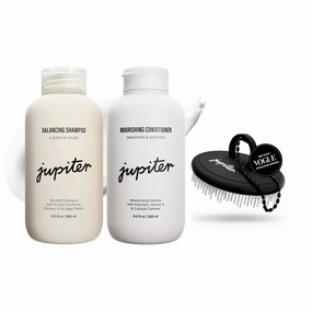 Jupiter, Dermatologist-Formulated Anti-Dandruff Shampoo, Conditioner, & Scalp Scrubber, for Women & Men, for Flaky, Itchy, Oily, & Dry Scalp, Vegan, Sulfate-Free, Color-Safe, & Paraben-Free, with Zinc