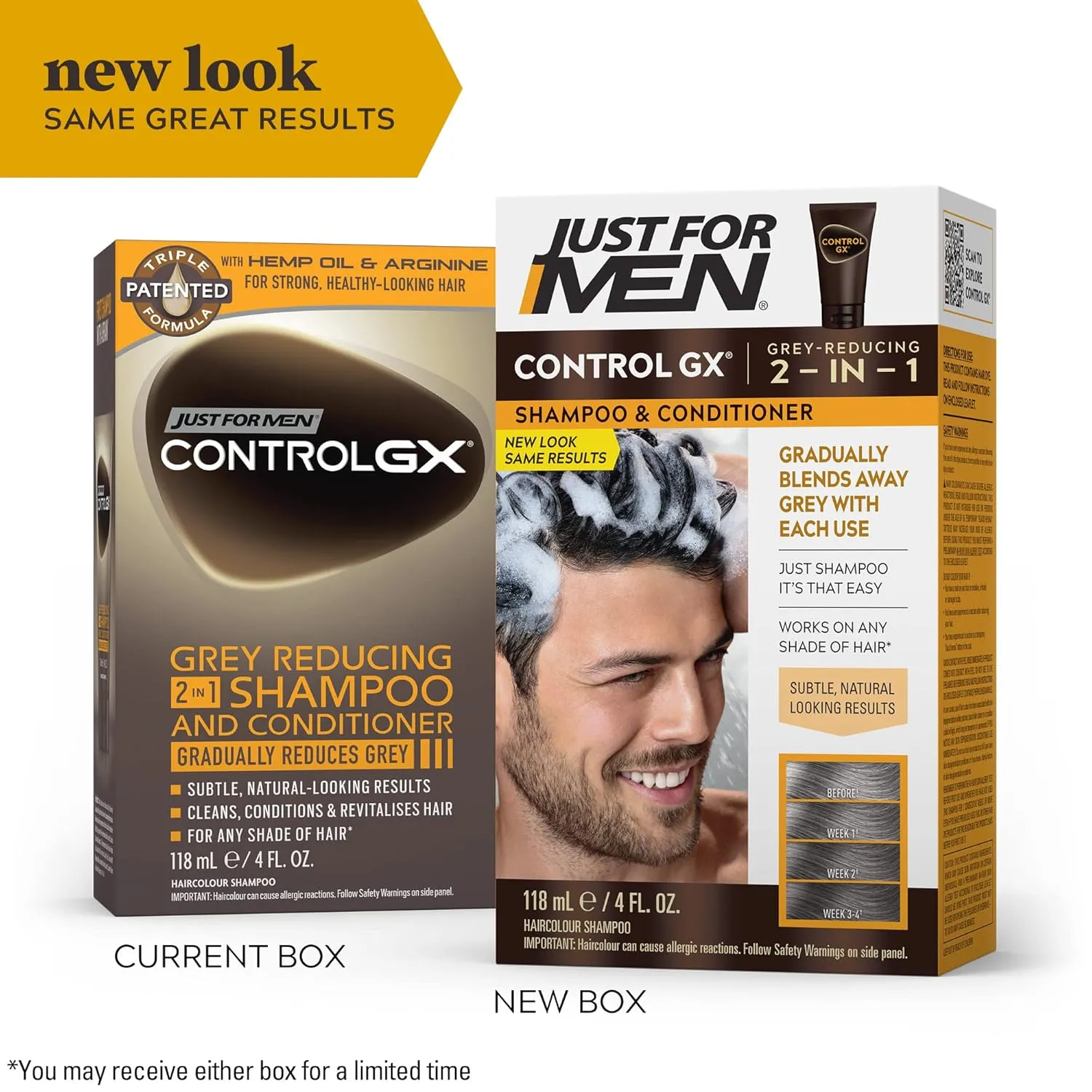 Just For Men Control GX Grey Reducing 2-in-1 Shampoo and Conditioner & Easy Comb-In Color Mens Hair Dye, Easy No Mix Application with Comb Applicator