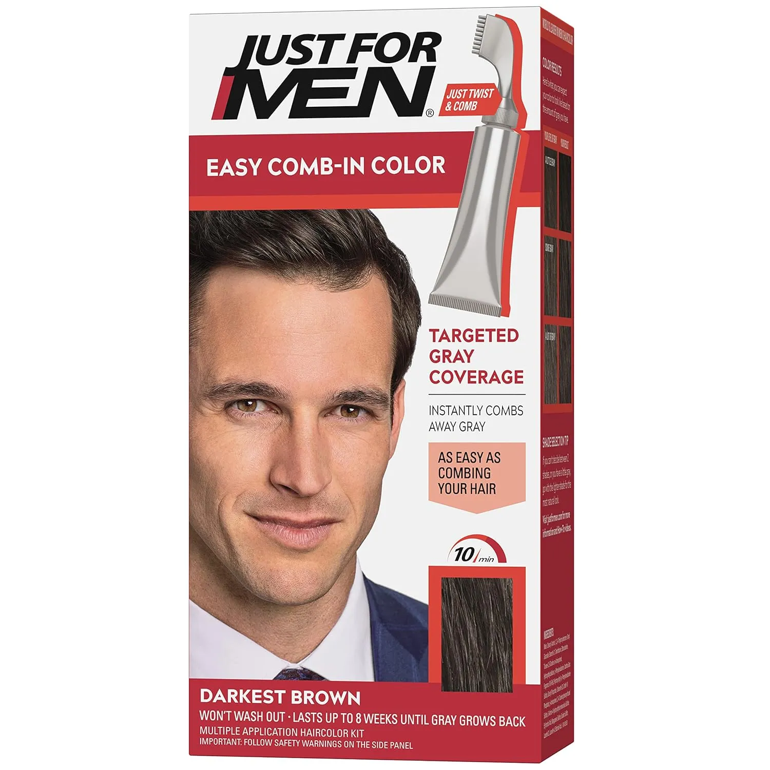 Just For Men Control GX Grey Reducing 2-in-1 Shampoo and Conditioner & Easy Comb-In Color Mens Hair Dye, Easy No Mix Application with Comb Applicator