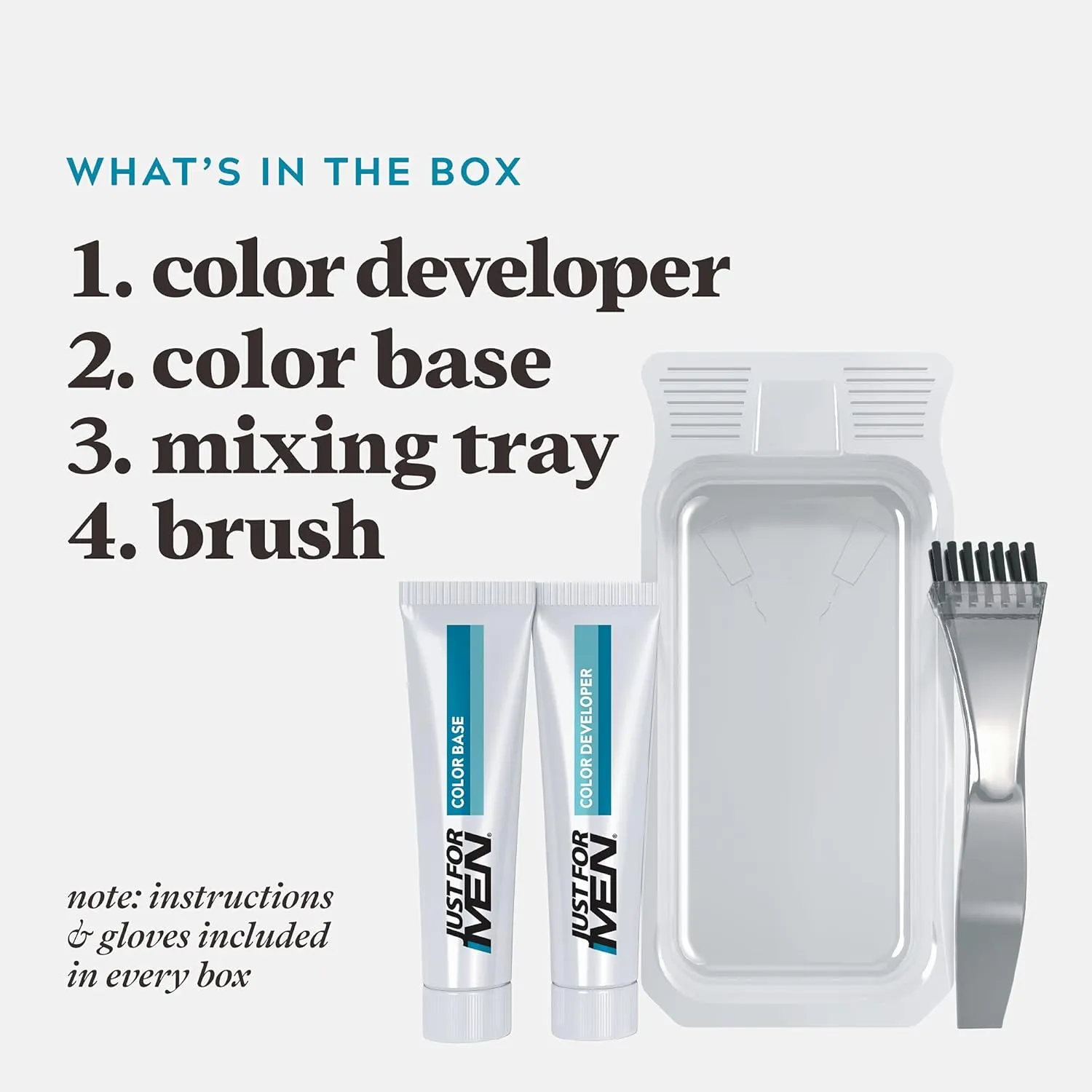 Just for Men Control GX Grey Reducing Shampoo for Lighter Shades of Hair & Mustache & Beard, Beard Dye for Men with Brush