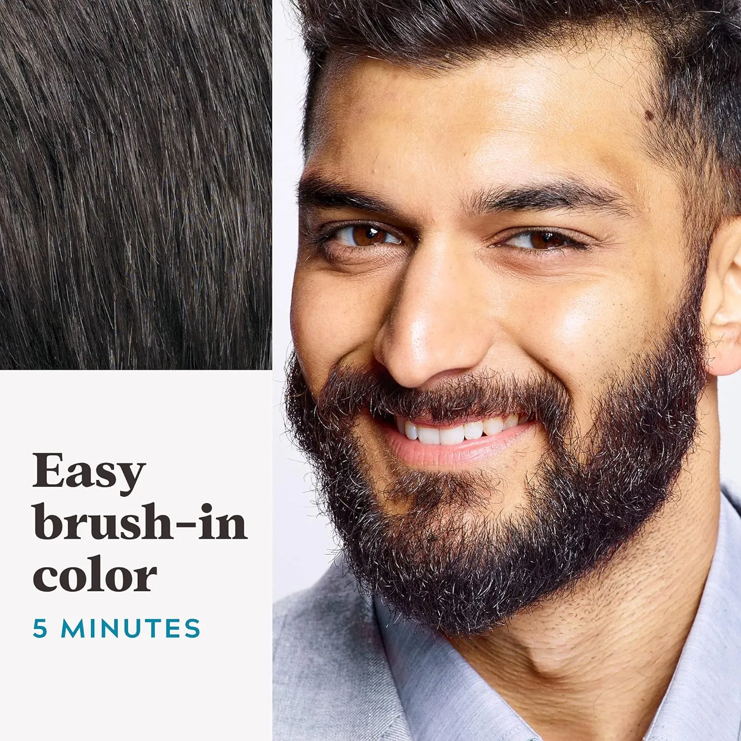 Just For Men Mustache & Beard, Beard Coloring for Gray Hair with Brush, With Keratin Biotin Aloe and Coconut Oil for Healthy Facial Hair - Darkest Brown, M-50, Pack of 3 (Packaging May Vary)