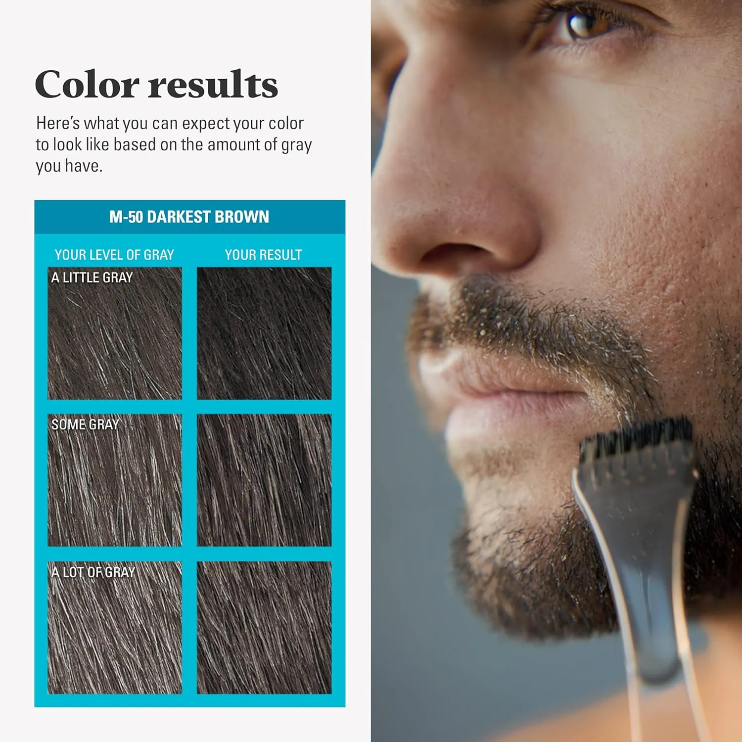 Just For Men Mustache & Beard, Beard Coloring for Gray Hair with Brush, With Keratin Biotin Aloe and Coconut Oil for Healthy Facial Hair - Darkest Brown, M-50, Pack of 3 (Packaging May Vary)