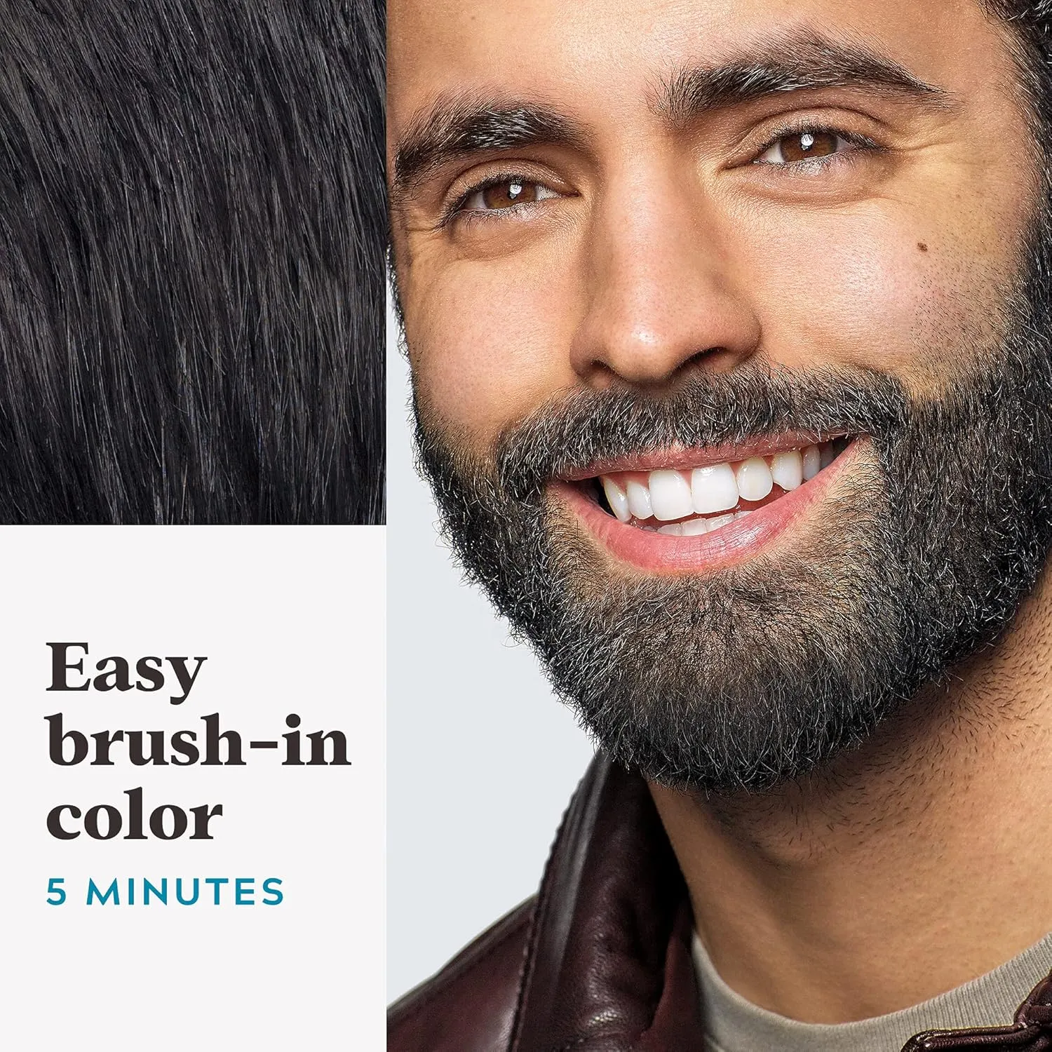 Just For Men Mustache & Beard, Beard Coloring for Gray Hair with Brush, With Keratin Biotin Aloe and Coconut Oil for Healthy Facial Hair - Real Black, M-55, Pack of 3 (Packaging May Vary)