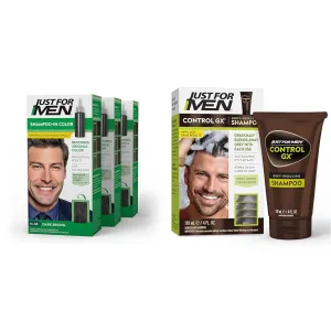 Just For Men Shampoo-In Color (Formerly Original Formula), Mens Hair Color & Control GX Grey Reducing Shampoo, Gradual Hair Color for Stronger and Healthier