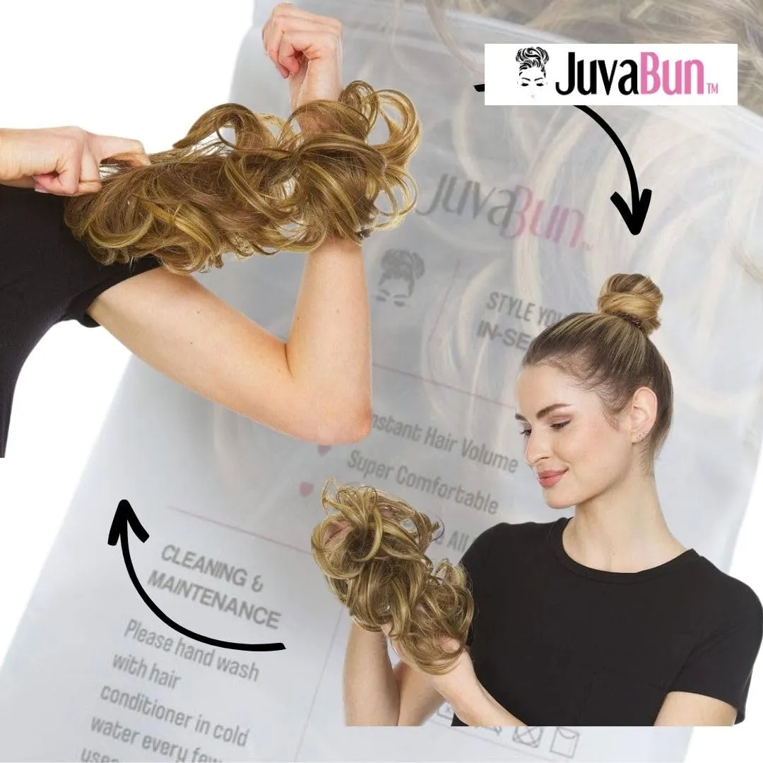 Juvabun Messy Bun 2.0 Hair Piece - Salt and pepper |Hair Pieces for Women & Men| Messy Bun Hair Piece Synthetic Hair | Everyday Wear |Washable & Realistic |Synthetic Hair Bun Scrunchie-Salt and pepper