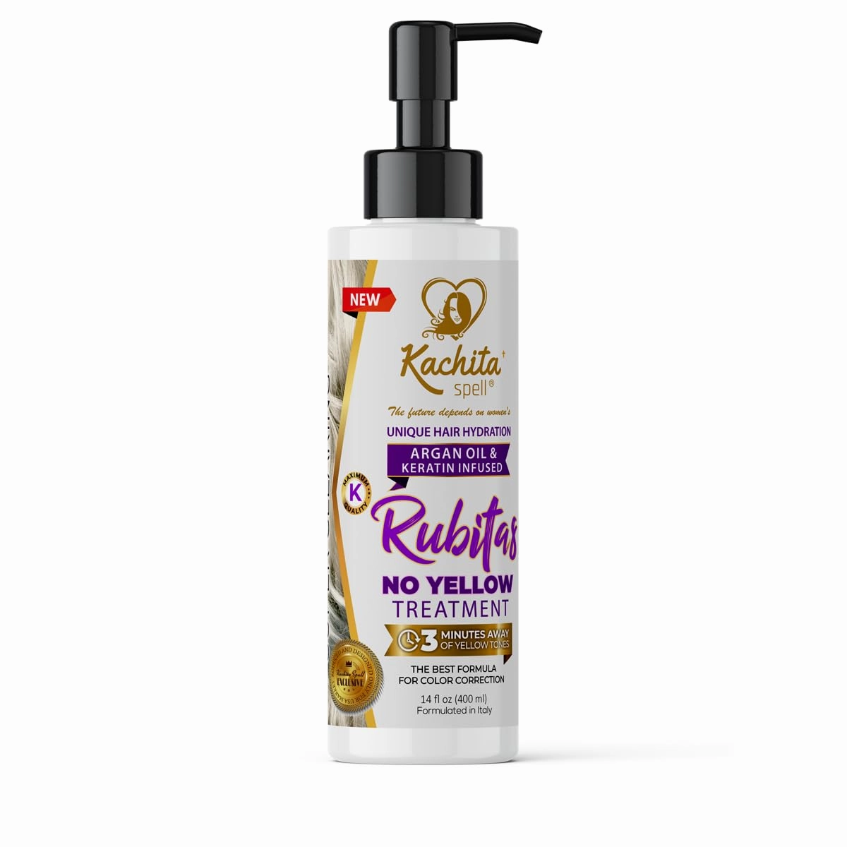 Kachita Spell Purple Toning Shampoo ConditionerTreatment Balance No Yellow Tone Correcting, Blonde Gray Hair, Eliminates Brassy and Yellow 350ml Made in USA