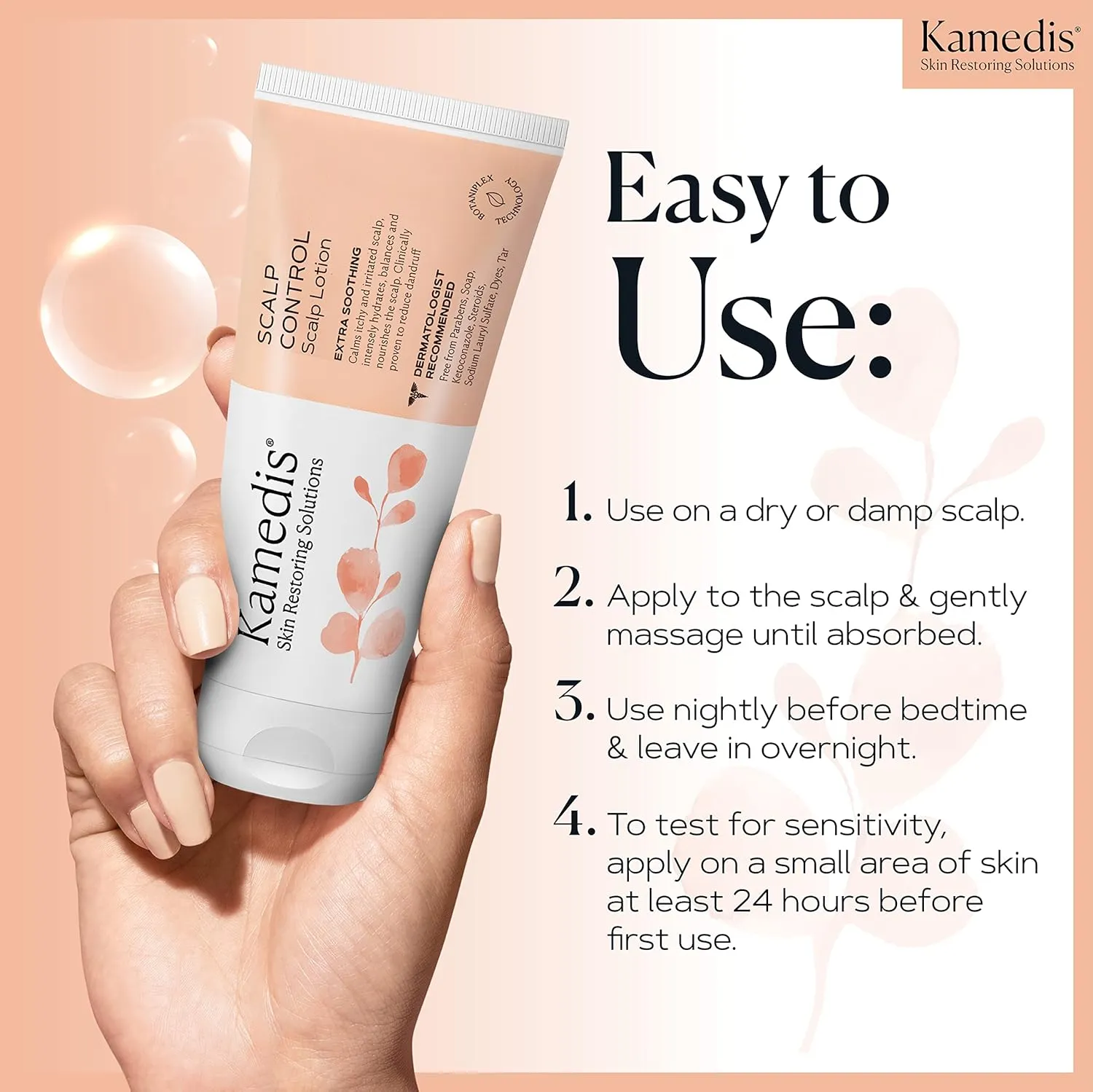KAMEDIS Anti-Dandruff Therapy Shampoo & Botanical Moisturizer Over-Night Scalp Lotion - Medicated Head Treatment For Dry, Itchy, Flaky, Seborrheic Dermatitis and Sensitive Scalp. Parabens Free. (2pk)