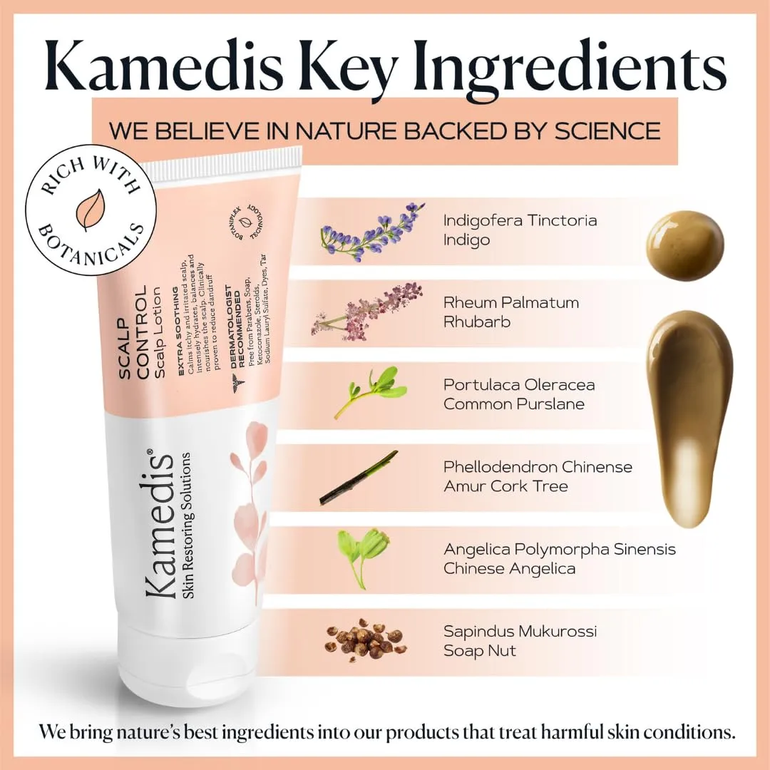 KAMEDIS Anti-Dandruff Therapy Shampoo & Botanical Moisturizer Over-Night Scalp Lotion - Medicated Head Treatment For Dry, Itchy, Flaky, Seborrheic Dermatitis and Sensitive Scalp. Parabens Free. (2pk)