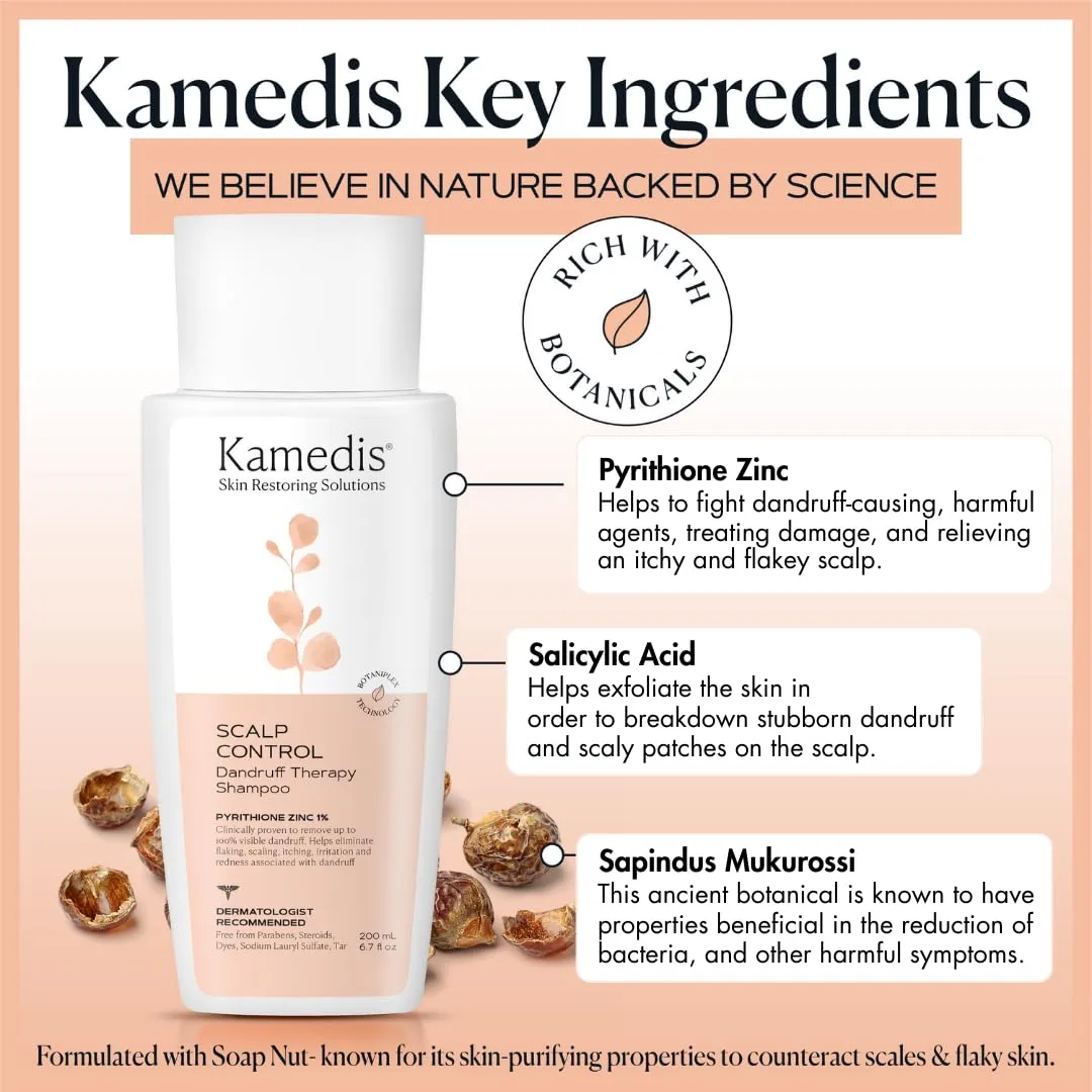 KAMEDIS Anti-Dandruff Therapy Shampoo & Botanical Moisturizer Over-Night Scalp Lotion - Medicated Head Treatment For Dry, Itchy, Flaky, Seborrheic Dermatitis and Sensitive Scalp. Parabens Free. (2pk)