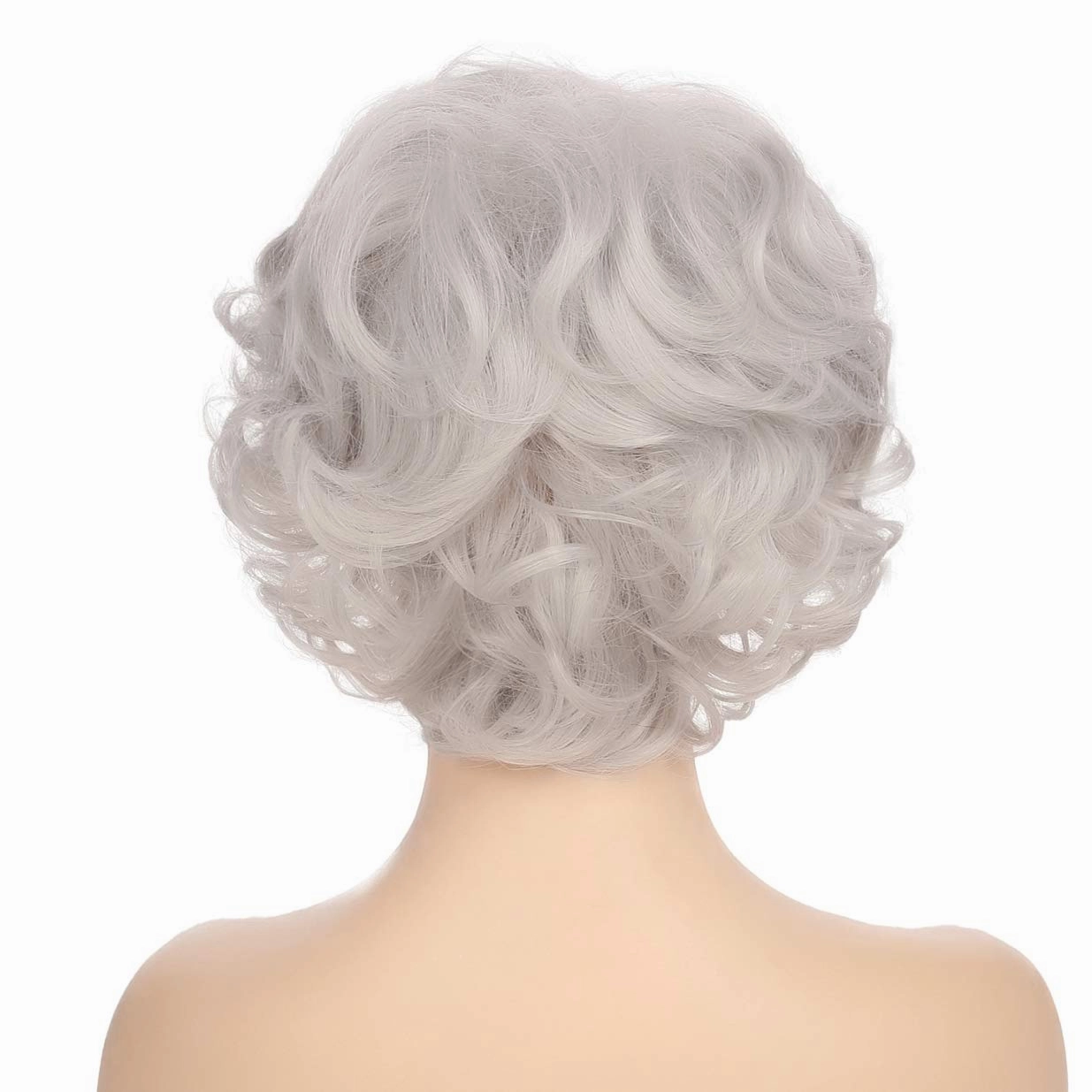 Kaneles Short Curly Grey Women Wigs Hair Old Lady Wig with Bangs Natural Synthetic Hair Heat Resistant Cosplay Full Wigs
