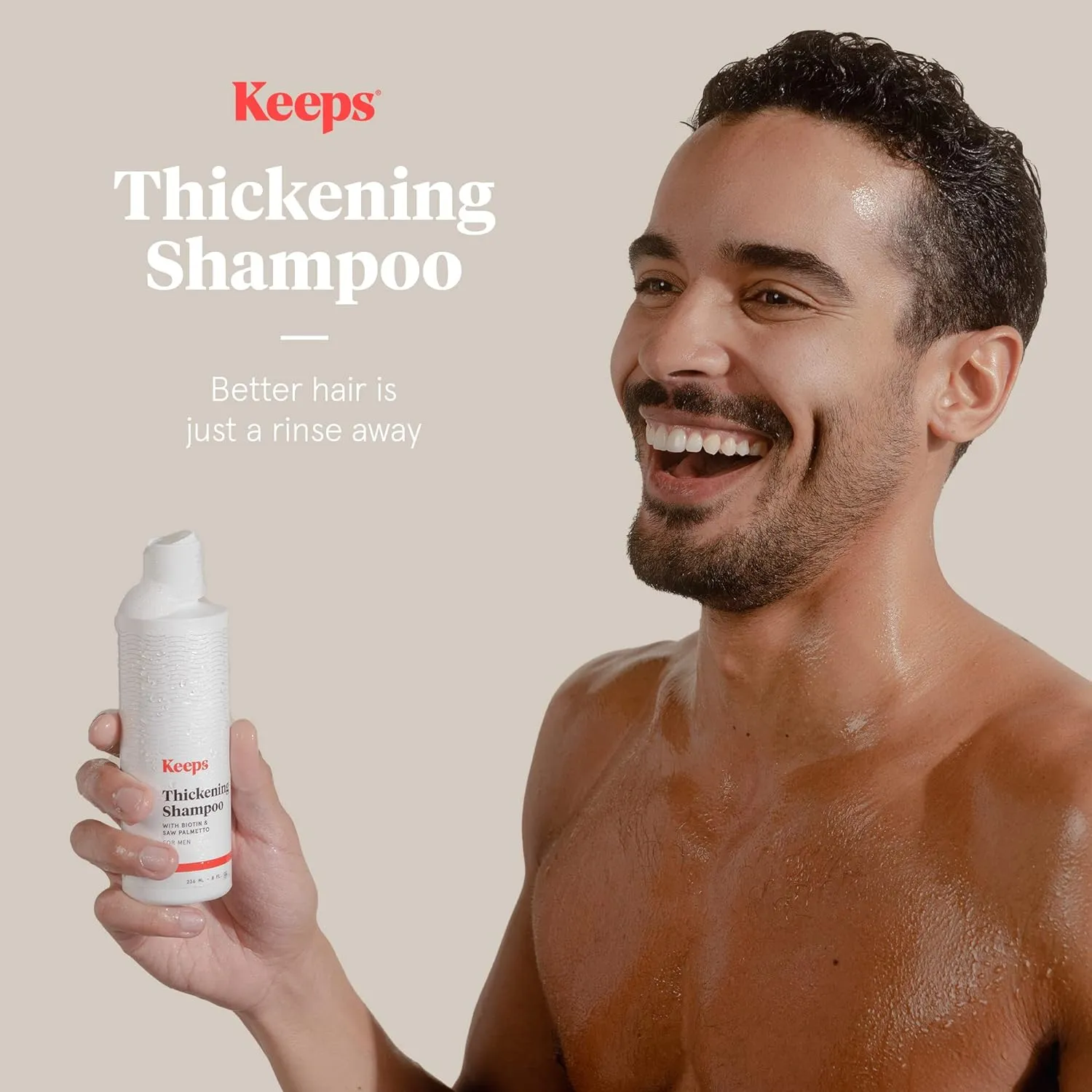 Keeps Hair Regrowth Treatment Mens Shampoo for Fuller, Thicker Looking Hair, 8 oz - Thinning and Hair Growth Shampoo for Men - DHT Blocker - Infused with Biotin, Caffeine, & Saw Palmetto