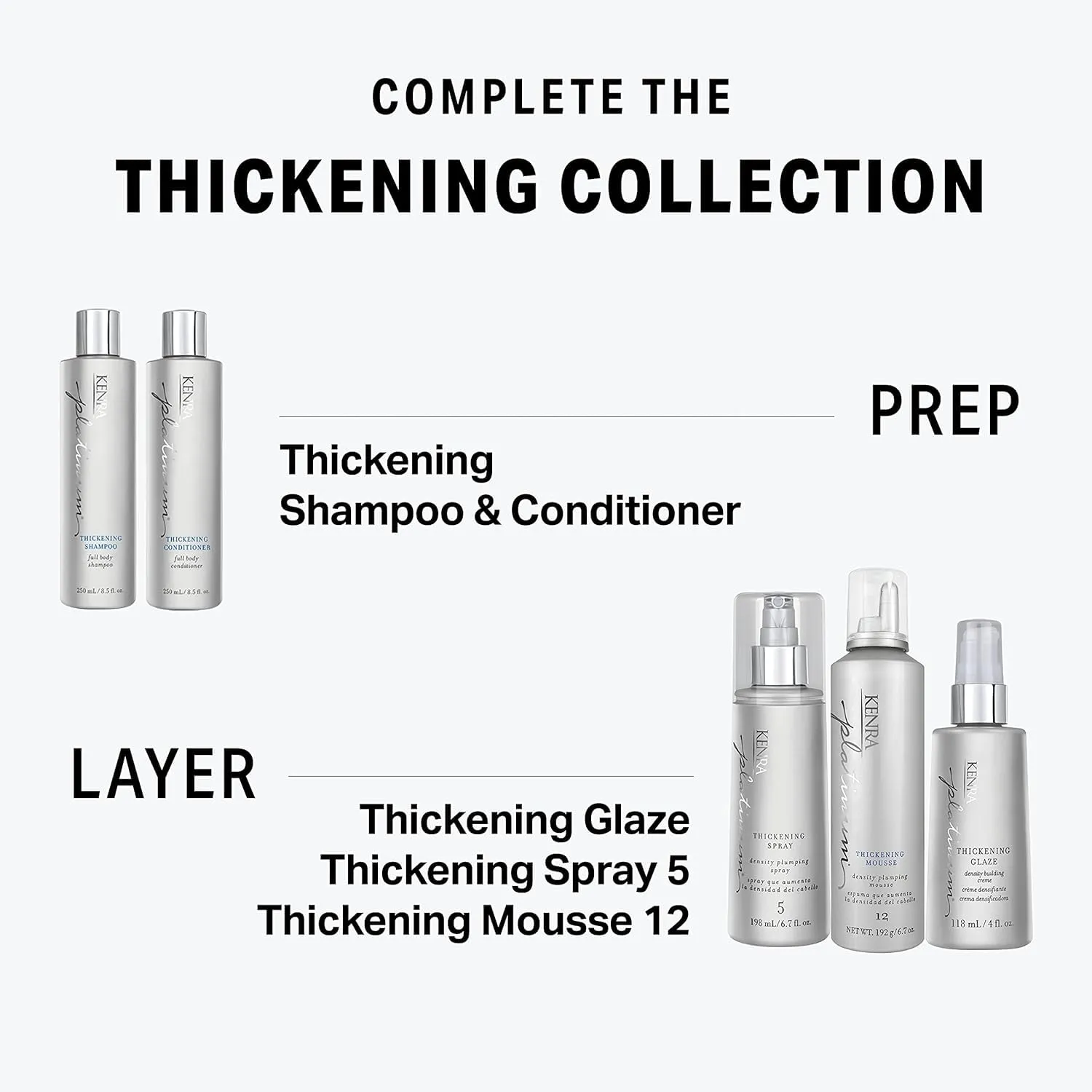 Kenra Platinum Thickening Shampoo/Conditioner | Provides Nourishment & Delivers Shine | Increases Thickness & Volume | Body & Fullness | Protects Against Humidity | All Hair Types