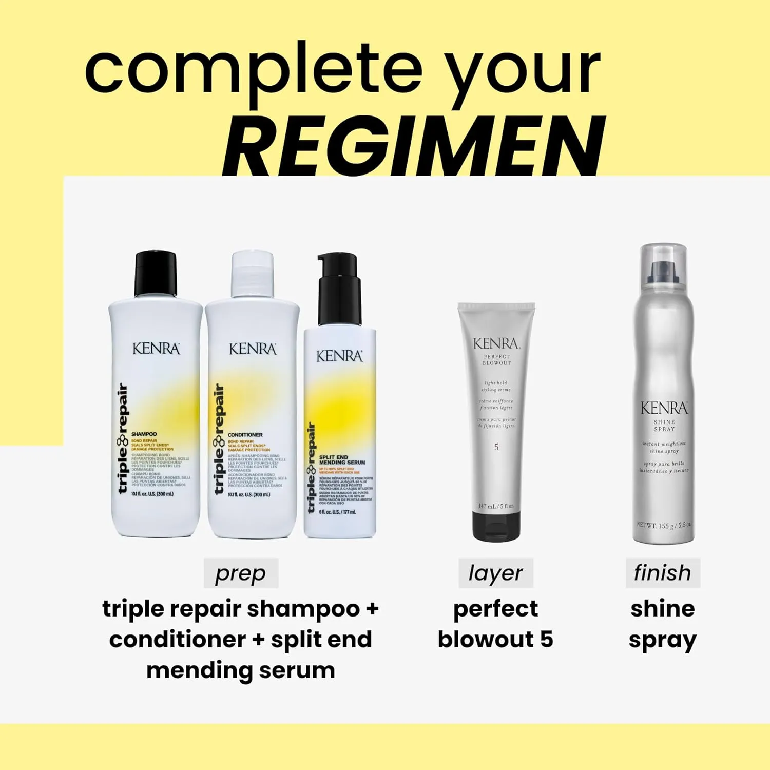 Kenra Triple Repair Shampoo | Targets & Repairs Weak or Broken Bonds | Split Ends | Damaged Hair | Bond Builder | Sulfate-Free