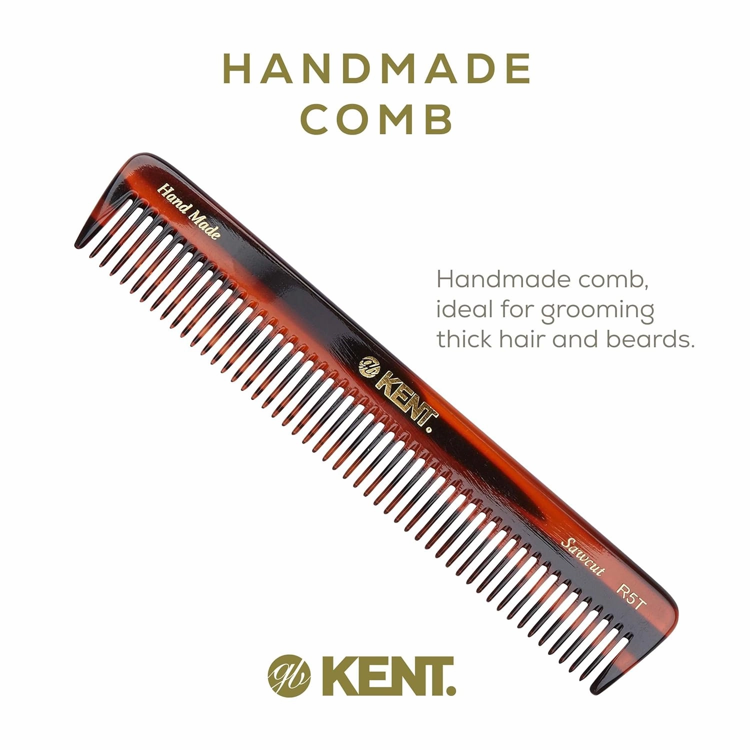 Kent R5T Wide Tooth Comb Detangling Comb, Wide Teeth Dressing Table Beard Combs Men for Thick Curly Wavy Hair, Hair Detangler Combs for Grooming Styling Beard and Mustache