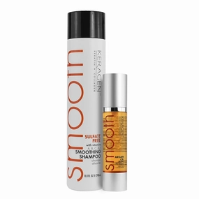 KERAGEN Hair Combo: Smoothing Shampoo (Sulfate-Free) (10 Oz) with Keratin, Collagen - Moisturizes, Strengthens, Protects Color   Moroccan Argan Oil (1.7 Oz) - Anti-Frizz Serum, Moisturizer, Brilliant