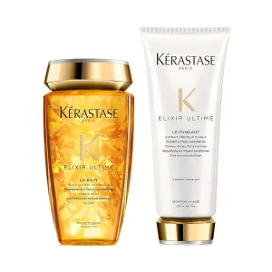 Kerastase Elixir Ultime Oil-infused Shine Shampoo and Conditioner Set | For Dull, Dry Hair | Reduces Frizz, Softens and Restores Shine | With Argan Oil, Camellia Oil & Marula Oil