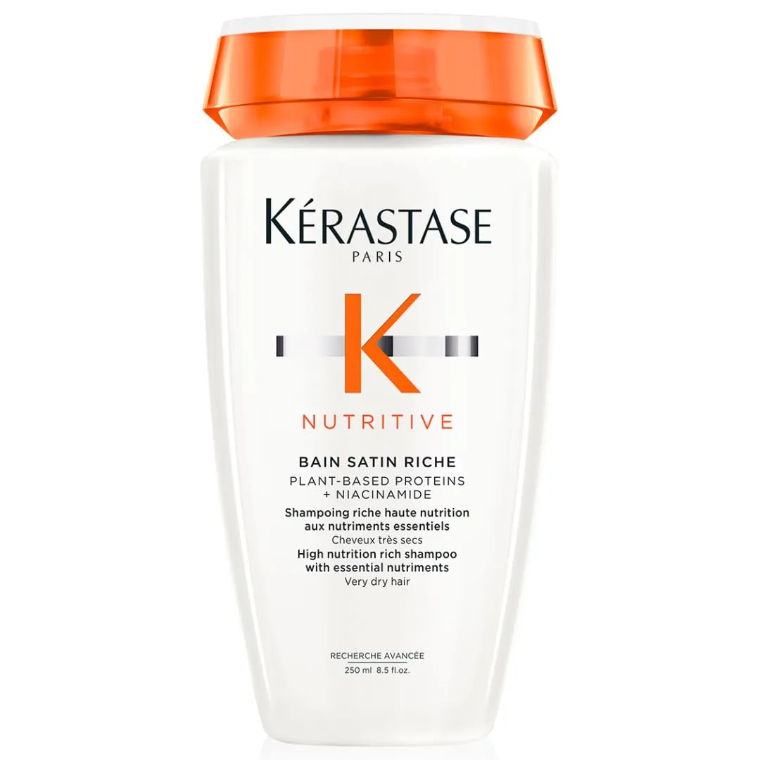 KERASTASE Nutritive Bain Satin Riche Shampoo | Cleanses & Deeply Replenishes Moisture | With Plant-Based Proteins & Niacinamide | For Medium to Thick to Dry Hair