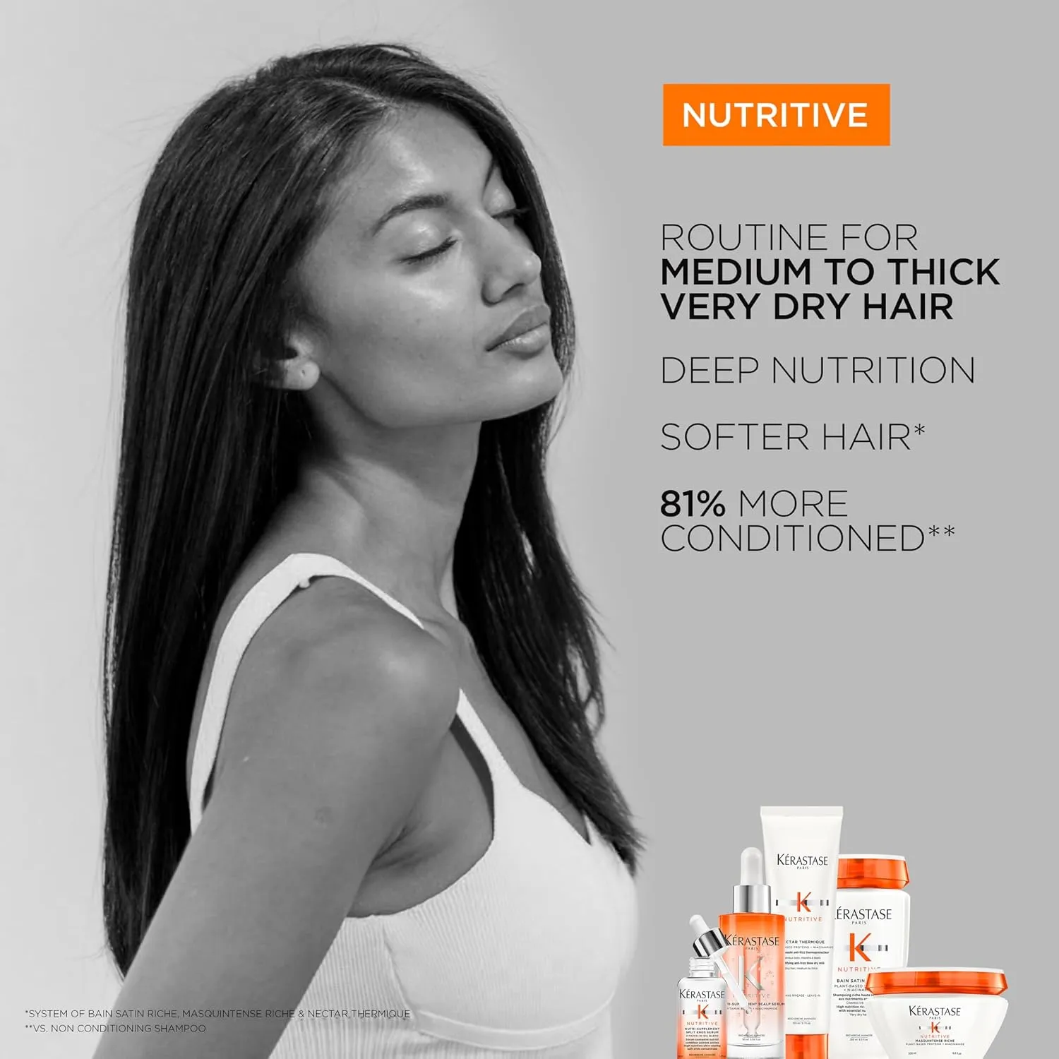 KERASTASE Nutritive Bain Satin Riche Shampoo | Cleanses & Deeply Replenishes Moisture | With Plant-Based Proteins & Niacinamide | For Medium to Thick to Dry Hair