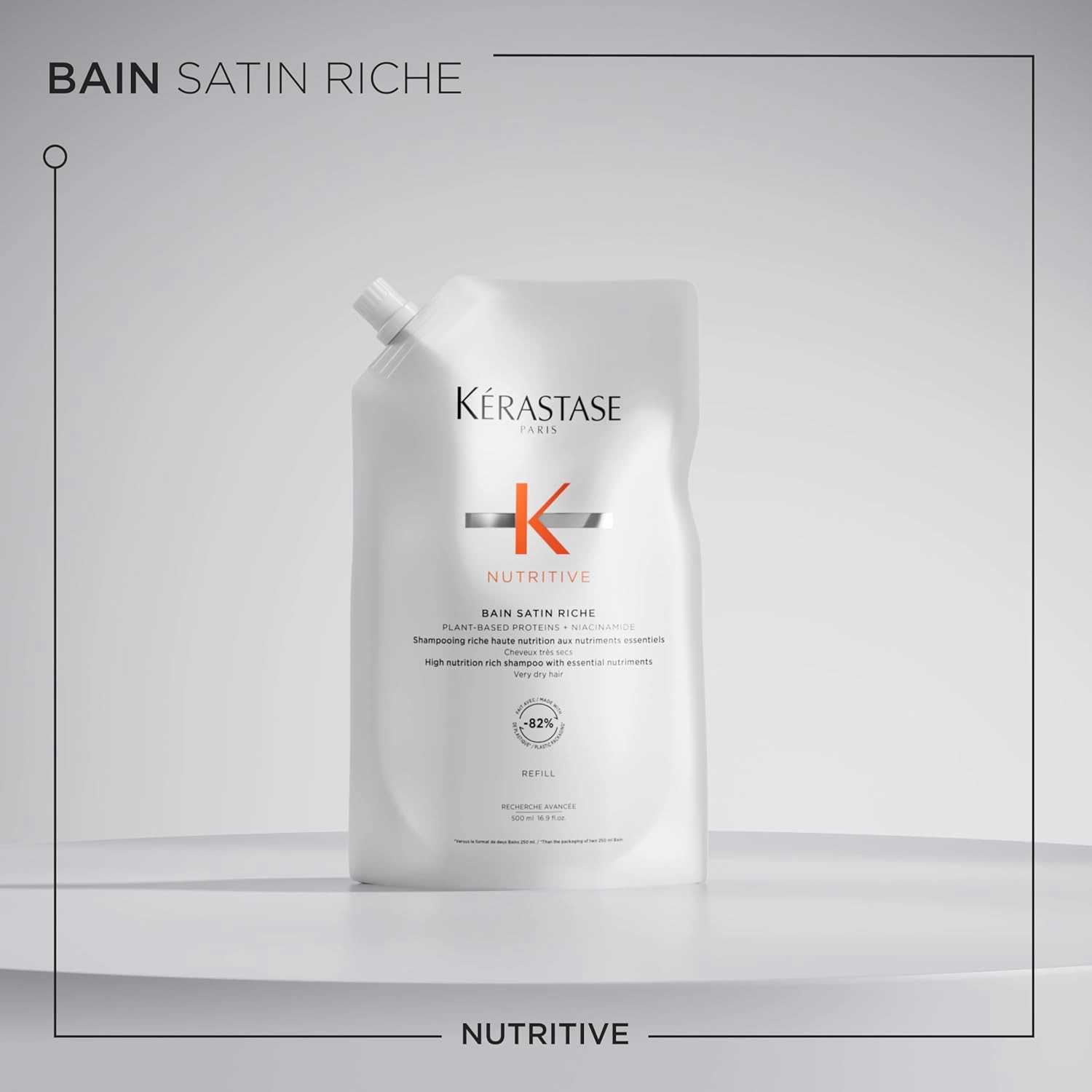 KERASTASE Nutritive Bain Satin Riche Shampoo | Cleanses & Deeply Replenishes Moisture | With Plant-Based Proteins & Niacinamide | For Medium to Thick to Dry Hair