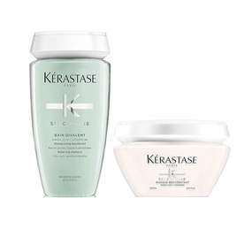 Kerastase Specifique Balancing Shampoo and Rehydrant Hair Mask for Oily Scalp & Hair, Cleanses Oil From Roots and Hydrates Dry Hair Ends