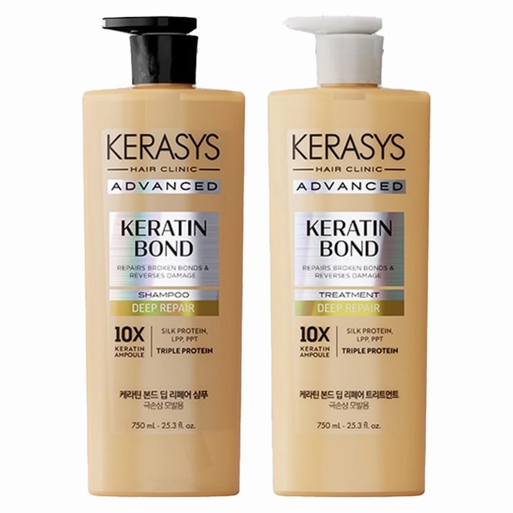 Kerasys Advanced Keratin Bond Shampoo and Treatment Set 20.2 fl oz / 600 ml (Deep Repair)