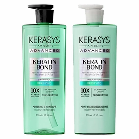 Kerasys Advanced Keratin Bond Shampoo and Treatment Set 20.2 fl oz / 600 ml (Purifying)