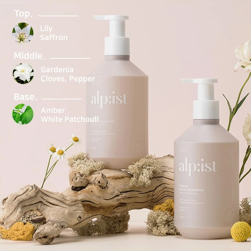 Kerasys alp:ist Vegan Formula Sulfate Silicone Paraben Free Nature alpist Scalp Care Pure Lily Fragrance 24.68 fl oz / 730 ml (Shampoo   Treatment Set)