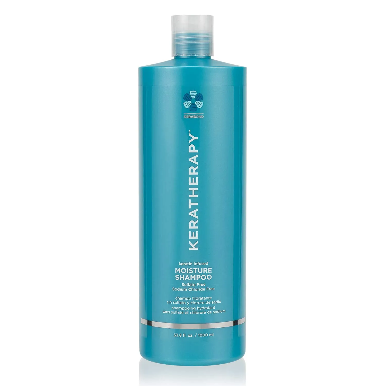 KERATHERAPY Keratin Infused Moisture Shampoo, 33.8 fl. oz., 1000 ml - Anti Frizz Moisture Shampoo for Oily Scalp and Dry Ends - Kerabond Technology, Aloe Vera, & Willow Bark - Sulfate & Paraben Free