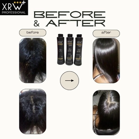 Keratin Agile Brush XRW with Argan Oil and Amino Acids. Brazilian Hair Smoothing System Anti Frizz Active, Anti Residue Shampoo And Repair Mask - (3x1000 ML)