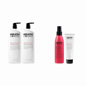 Keratin Complex - Keratin Volume Amplifying Shampoo & Conditioner Duo - 33.8 fl oz Each & Keratin Obsessed 5 fl oz   Infusion Keratin Replenisher 4 fl oz