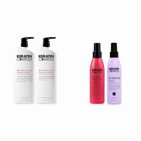 Keratin Complex - Keratin Volume Amplifying Shampoo & Conditioner Duo - 33.8 fl oz Each & Keratin Obsessed 5 fl oz   KCSMOOTH Leave-In Lotion 5 fl oz