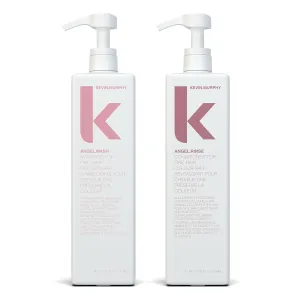 KEVIN.MURPHY ANGEL.WASH & RINSE - Restorative Shampoo & Hair Repair Conditioner - For Fine Coloured Hair - Colour Safe Conditioner - Sulphate & Paraben Free - 1 L / 33.6 fl oz - 2 Pack