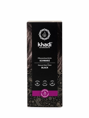 khadi BLACK Natural Hair Color, 3.5oz, Plant based hair dye for warm expressive, warm black to intense raven black, 100% herbal, vegan, PPD & chemical free, natural cosmetic for healthy hair.