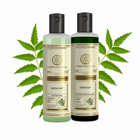 Khadi Natural Neem Sat Hair Cleanser and Hair Conditioner|Controls scalp itchiness|Boosts hair growth|Maintains pH balance| For shiny hair|Suitable for all hair types|Combo Pack (210ml Each)