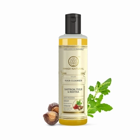 Khadi Natural Saffron, Tulsi & Reetha Hair Shampoo| Herbal Hair Cleanser for Thick Hair | Anti-Dandruff Shampoo | Suitable for All Hair Types| 210ml