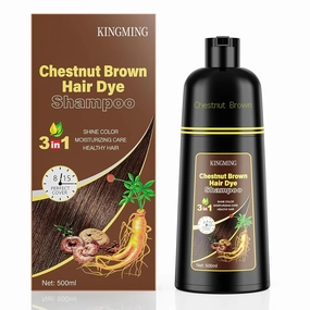KINGMING Shampoo 3 in 1 for Gray Hair, Chestnut Brown Color Shampoo for Women Men, 500ml